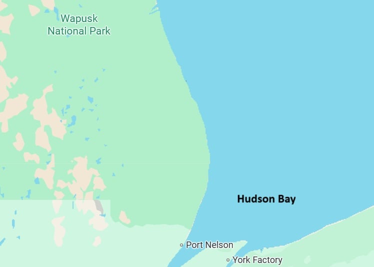 A map of the Nelson River area.