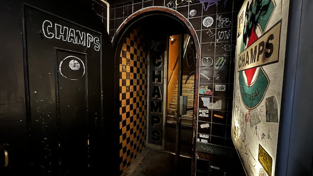 Champs Sports Bar is located on a busy stretch of Montreal's Saint-Laurent Boulevard, but faced repeated noise complaints starting in 2022. nightclub entrance
