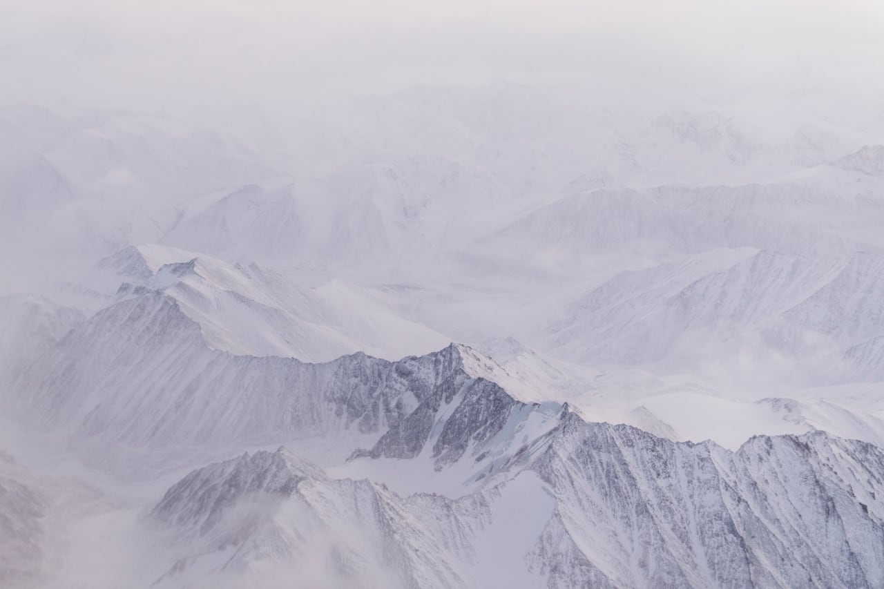A snowy mountain range