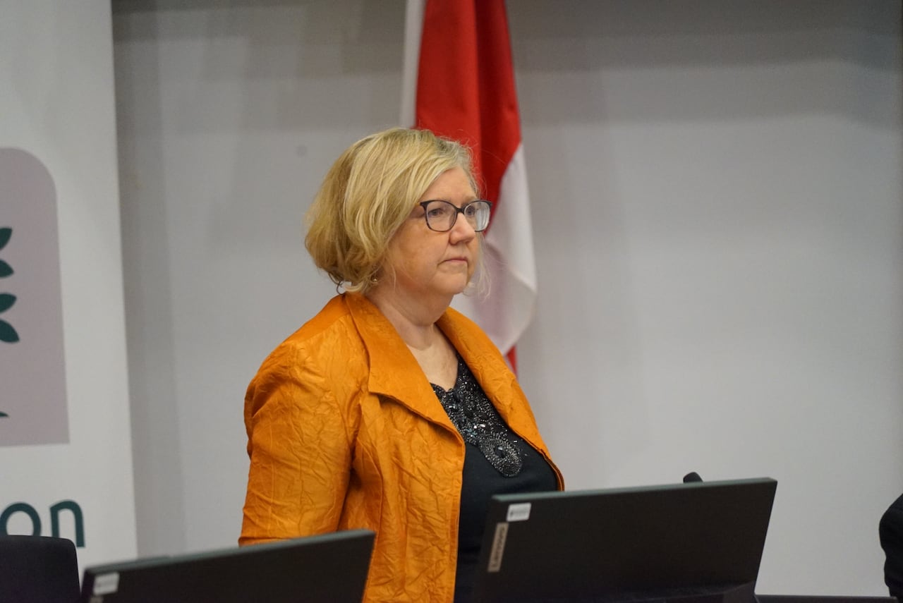 Radna Susan Stevenson podczas posiedzenia rady miasta w dniu 14 października 2025 r.