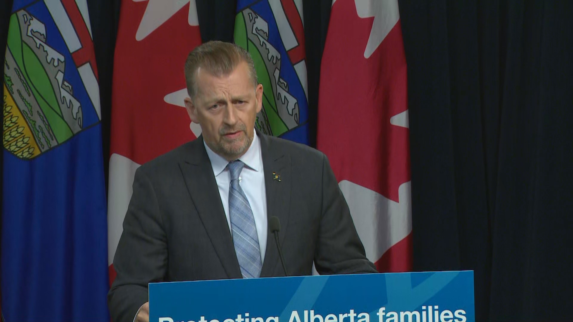Alberta government introduces legislation to pave way for hiring officers to new provincial police force; Alberta Public Safety Minister Mike Ellis speaks at a press conference introducing Bill 4 on Oct\. 30, 2025\.