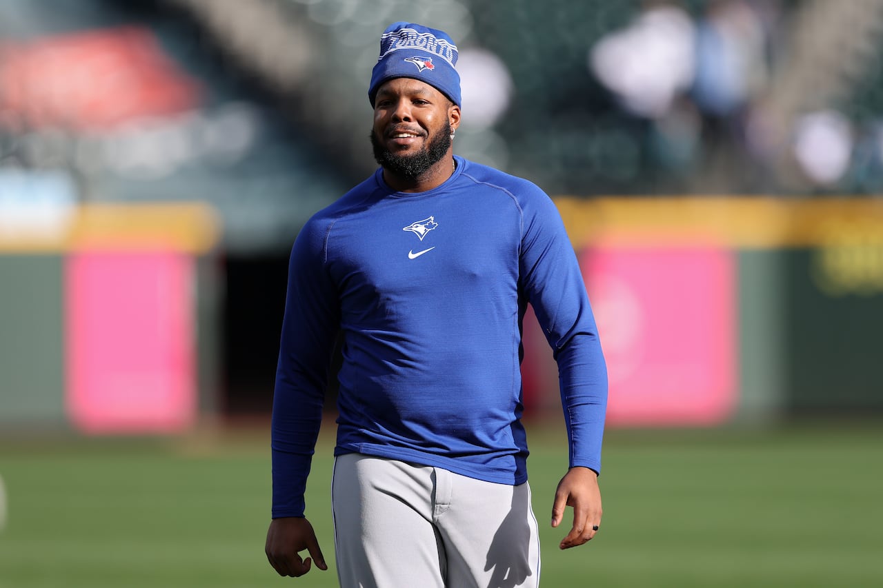 A baseball player wearing a toque