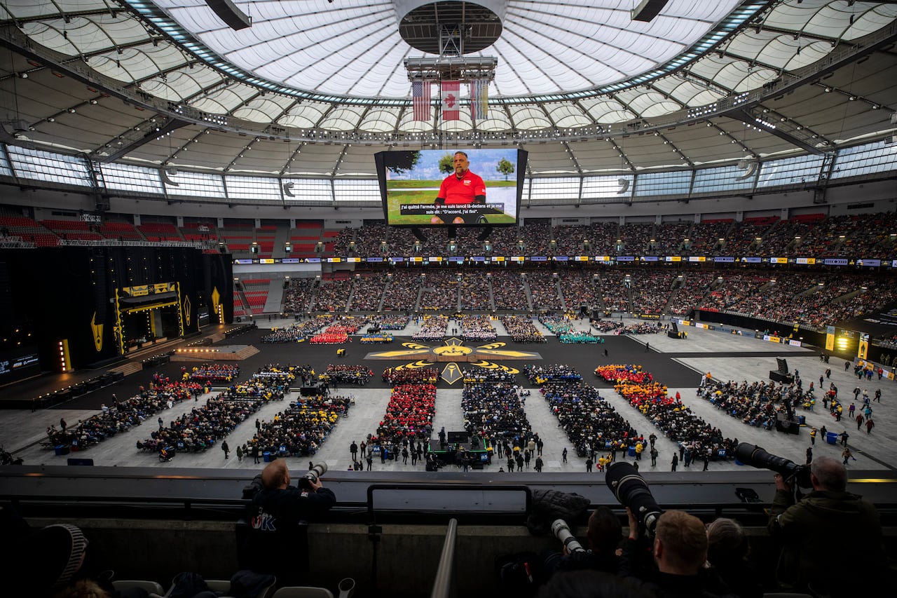 Big opening ceremony at the indoor stadium.