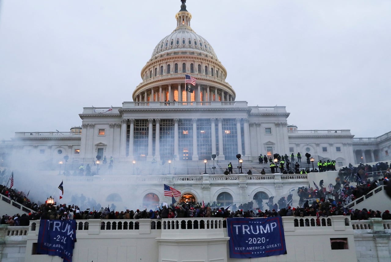 Supporters of US President Donald Trump gather in front of the US Capitol building in Washington, US, January 6, 2021. 