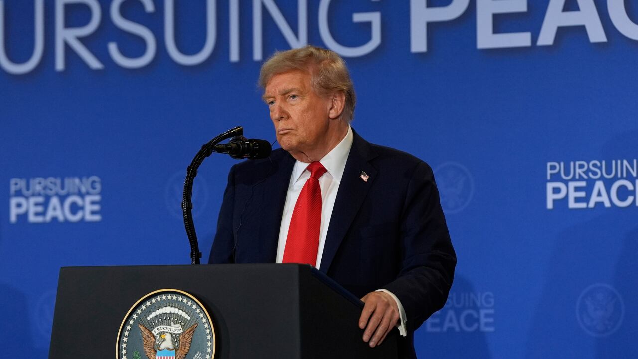 U.S. President Donald Trump at a summit in Alaska