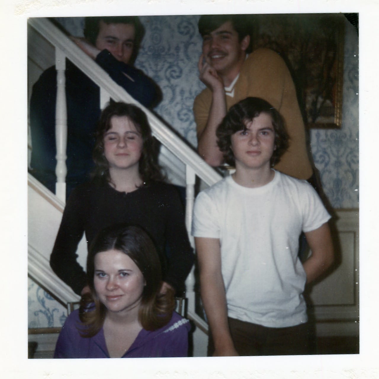 Hough had four siblings, including Lynne McArthur, pictured at bottom, and Janet Hough, standing next to Hough. His brother Tom Hough is at top left, with friend Len Bradshaw on the right. Sister Teri Bowles in not pictured.