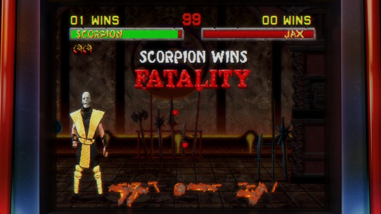 video game screenshot of a ninja with a skull for a head standing over a pile of burned bones.