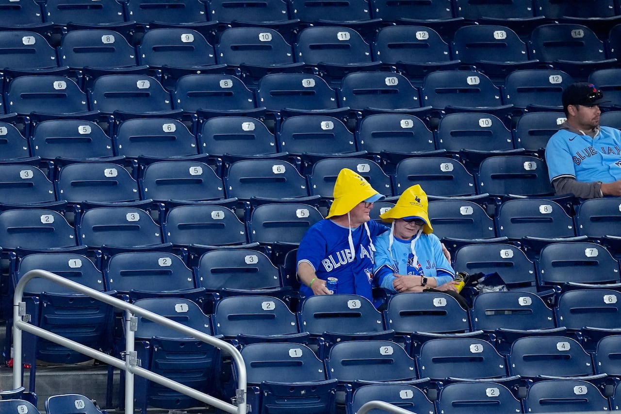 A small number of Blue Jays fans sitting in seats at the Rogers Centre