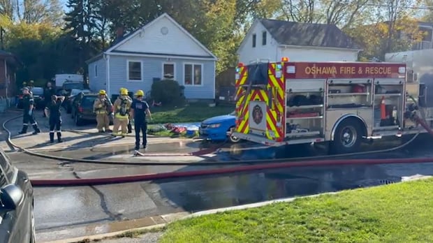 Multiple people taken to hospital after trailer fire in Oshawa: police | CBC News