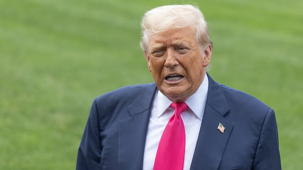 US President Donald Trump speaks with members of the media before boarding Marine One on the South Lawn of the White House, on July 15, 2025, in Washington. Trump is traveling to Pittsburgh to speak at a summit focused on artificial intelligence and energy investment. A man in a suit speaks while standing outdoors.