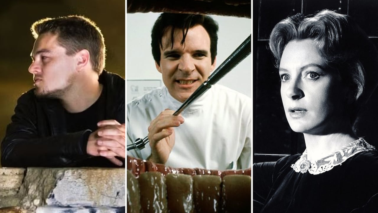 From left, a man looks to his right while leaning against a bridge balustrade, a grimacing dentist is seen through an open mouth, and a black-and-white image of a shocked woman are shown.