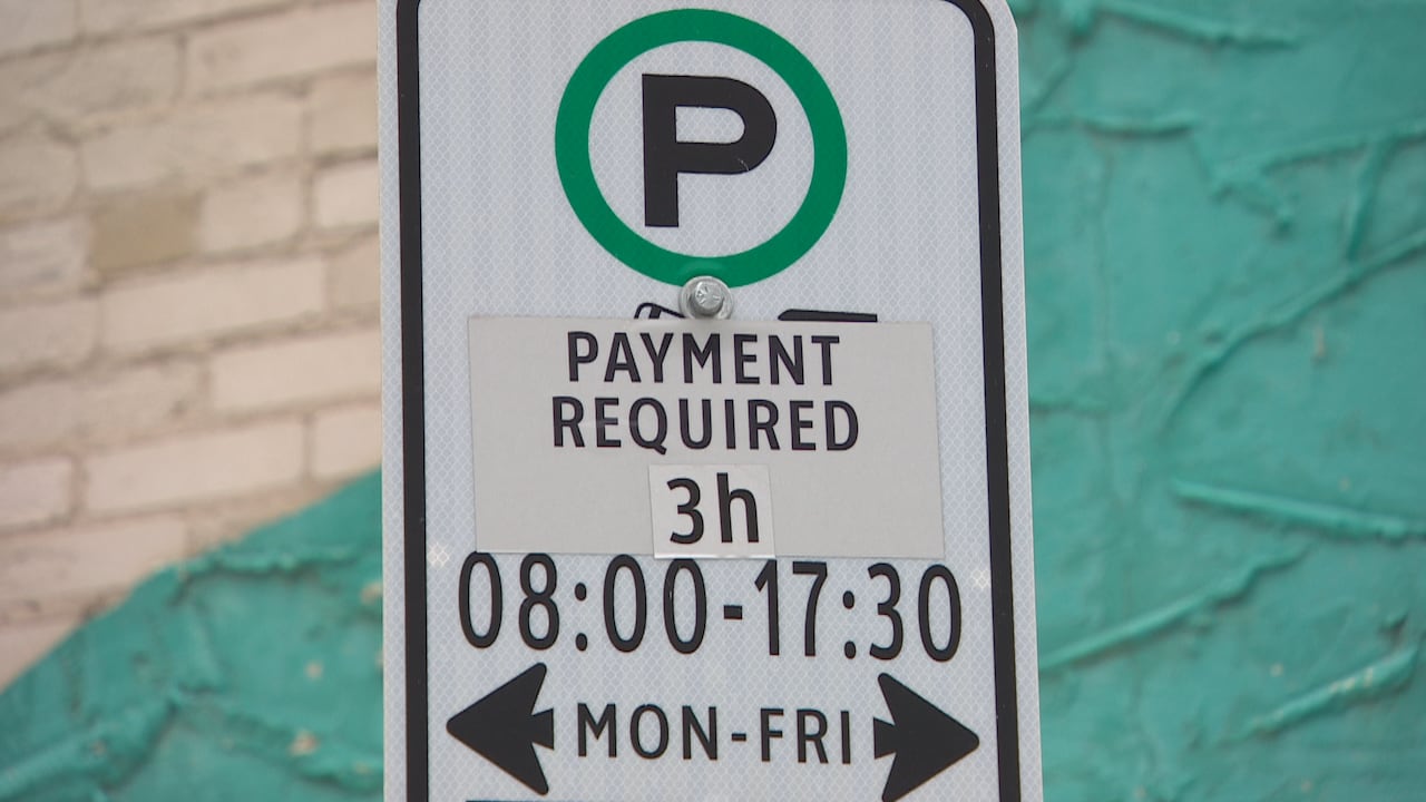 This representation  shows a close-up of a parking sign.